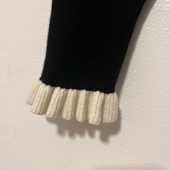 Cabi Adorn pullover cotton blend sweater black & white ruffle trim size M - Picture 7 of 10